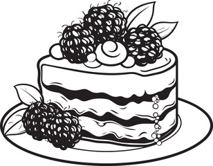 Berry Blissful Creation Cake with Cherries and Berries Iconic Design Cherry Berry Carnival Vector Logo of Cake Celebration