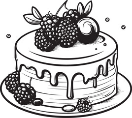 Summertime Sweets Cherry Berry Cake Vector Design Berry Burst Icon of Summertime Cake with Berries