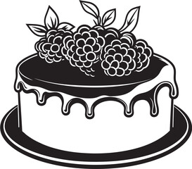 Berry Burst Icon of Summertime Cake with Berries Wholesome Temptation Vector Graphics of Cherry Berry Cake