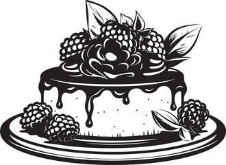 Wholesome Temptation Vector Graphics of Cherry Berry Cake Tempting Delight Summertime Cake Vector Logo