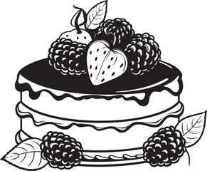 Blissful Bites Cherry Berry Cake Vector Design Dreamy Delicacy Vector Graphics of Cake with Cherries
