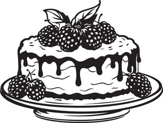Berrylicious Symphony Vector Illustration of Cake with Cherries and Berries Cherry Berry Delicacy Vector Graphics of Tempting Cake