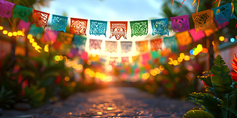 Mexican May 5 background, bright background, copy space. 