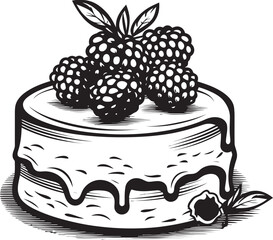 Sweet Delight Cherry and Berry Cake Vector Design Berrylicious Treat Cake with Cherries and Berries Vector Icon