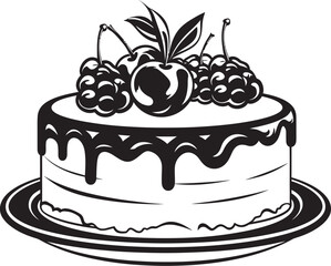 Irresistible Delight Vector Graphics of Summertime Cake Luscious Temptation Cherry Berry Cake Vector Design
