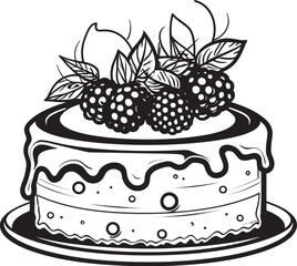 Cherry Berry Delicacy Vector Graphics of Tempting Cake Wholesome Indulgence Cake with Cherries and Berries Vector Icon