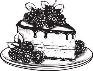 Wholesome Temptation Summertime Cake Vector Icon Tempting Delight Vector Design of Cake with Berries