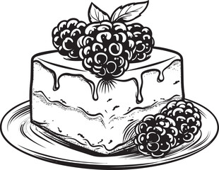 Sweet Sensation Cake with Cherries and Berries Iconic Illustration Berrylicious Joy Vector Logo of Cake with Cherries and Berries