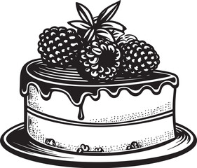 Berrylicious Joy Vector Logo of Cake with Cherries and Berries Cherry Berry Festival Vector Design of Festive Cake