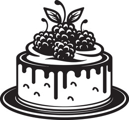 Berrylicious Treat Cake with Cherries and Berries Vector Icon Cherry Berry Fusion Vector Graphics of Cake Delight