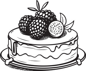 Sweet Berry Symphony Cake with Cherries and Berries Iconic Logo Berrylicious Fantasy Vector Illustration of Dreamy Cake