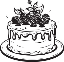 Berry Blossom Vector Icon of Cake with Cherries and Berries Cherry Berry Wonderland Vector Graphics of Whimsical Cake