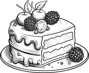 Berrylicious Fantasy Vector Illustration of Dreamy Cake Cherry Berry Extravaganza Vector Logo of Festive Cake