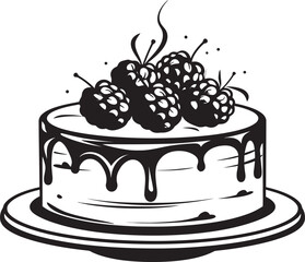 Berry Bliss Celebration Vector Graphics of Festive Cake Cherry Berry Dreamland Vector Icon of Fantasy Cake