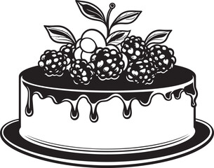 Summertime Delight Cake with Cherries and Berries Vector Design Berry Bliss Celebration Vector Graphics of Festive Cake