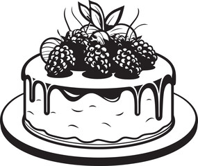 Berrylicious Bonanza Vector Logo of Tempting Cake Cherry Berry Jubilee Vector Design of Joyful Cake