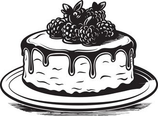 Cherry Berry Fiesta Vector Graphics of Vibrant Cake Summer Berry Sensation Cake with Cherries and Berries Iconic Illustration