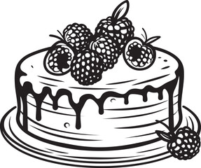 Berry Bursting Delight Vector Logo of Irresistible Cake Cherry Berry Temptation Vector Design of Delectable Cake