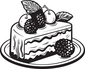 Summertime Sweets Cake with Cherries and Berries Vector Icon Berrylicious Fantasy Vector Graphics of Dreamy Cake