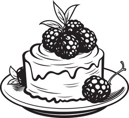 Berrylicious Fantasy Vector Graphics of Dreamy Cake Cherry Berry Bliss Cake with Cherries and Berries Iconic Symbol