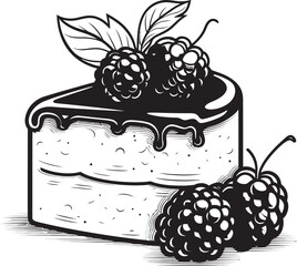 Cherry Berry Symphony Vector Graphics of Harmonious Cake Sweet Serenade Cake with Cherries and Berries Vector Illustration