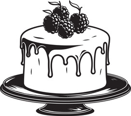 Berrylicious Delight Cake with Cherries and Berries Iconic Logo Cherry Berry Symphony Vector Graphics of Harmonious Cake