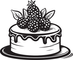 Blissful Bites Vector Design of Tempting Cake Berrylicious Delight Cake with Cherries and Berries Iconic Logo