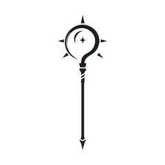 Legendary Staff Weapon Silhouette Saga - Chronicles of Valor and Honor Through Time with Staff Illustration - Minimallest Staff Vector
