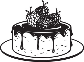 Berrylicious Fantasy Vector Illustration of Dreamy Cake Cherry Berry Extravaganza Vector Logo of Festive Cake