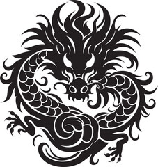 Regal Dragon Prosperity Chinese New Year Vector Logo Golden Lunar Dance Vector Icon for Dragon Lunar New Year