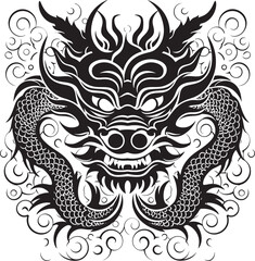 Iconic Serpent Dragon Vector Design for Lunar New Year Dragon Dance Delight Chinese New Year Vector Graphics