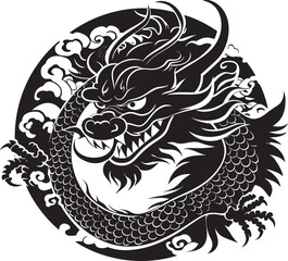 Dragons Blessing Vector Graphics for Lunar New Year Celebration Golden Guardian Dragon Design for Chinese New Year Icon