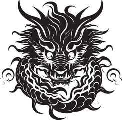 Fototapeta premium Golden Guardian Dragon Design for Chinese New Year Icon Imperial Serpent Chinese New Year Vector Logo Graphics