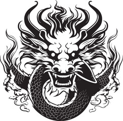 Cultural Heritage Vector Logo Design for Lunar New Year Dragon Golden Serpent Chinese New Year Vector Icon