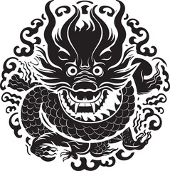 Fototapeta premium Dragons Blessing Chinese New Year Vector Graphics Cultural Emblem Dragon Design for Lunar New Year
