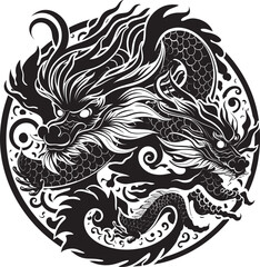 Dragons Legacy Vector Logo Design for Lunar New Year Dragon Cultural Heritage Chinese New Year Vector Icon