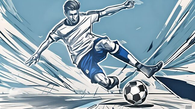 marker drawing animation of a football player