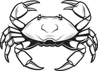 Coastal Commander Bold Crab Outline Graphics Seaside Sentinel Crab Vector Design with Thick Line