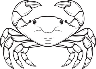 Coastal Crown Crab Vector Graphics with Thick Lines Seafaring Sovereign Thick Line Crab Logo