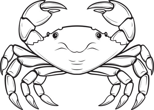 Coastal Crown Crab Vector Graphics with Thick Lines Seafaring Sovereign Thick Line Crab Logo