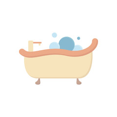 Bath icon vector. Bathroom cute color concept icon. Simple shower vector. A bathtub in a simple multi-colored style. Interior icon for web design. Bathroom furniture.