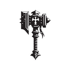 Awe-Inspiring Warhammer Silhouette Compilation - Portraying the Power and Majesty of Legendary Weapons with Warhammer Illustration - Minimallest Vector
