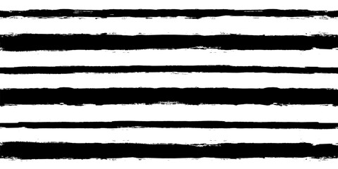 Vector striped pattern, grunge stripe seamless background, black and white brush strokes. grungy stripes, black paintbrush line backdrop - obrazy, fototapety, plakaty
