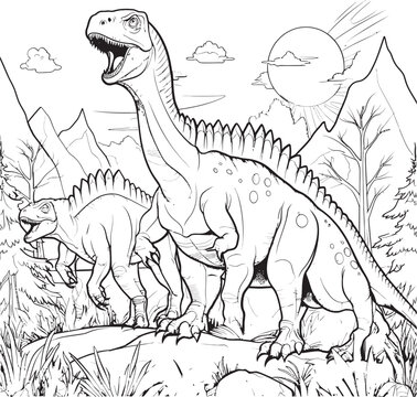 Fossil Fun Dinosaur Line Art Coloring Pages Vector Icon Dino Dreamland Vector Graphics for Dinosaur Line Art Coloring Pages