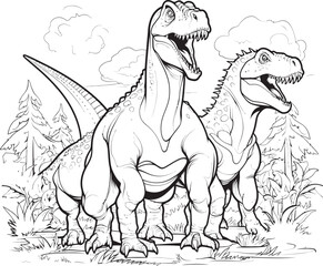 Velociraptor Visions Line Art Coloring Pages Vector Logo with Dinosaurs Paleontology Playground Vector Design for Dinosaur Line Art Coloring Pages