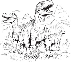 Roaring Raptors Dinosaur Line Art Coloring Pages Vector Icon Jurassic Junction Vector Graphics for Dinosaur Line Art Coloring Pages