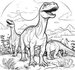 Jurassic Junction Vector Graphics for Dinosaur Line Art Coloring Pages Brontosaurus Bonanza Line Art Coloring Pages Vector Logo with Dinosaurs