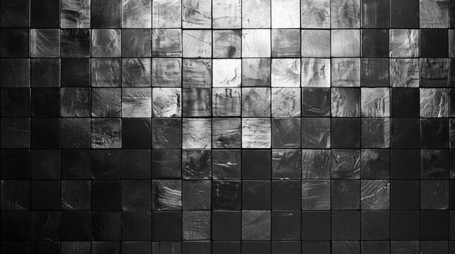 Monochrome grid of pixel squares in varying shades from white to black