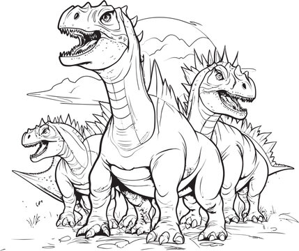 Cretaceous Canvases Vector Graphics for Dinosaur Line Art Coloring Pages Velociraptor Vignettes Line Art Coloring Pages Vector Logo with Dinosaurs