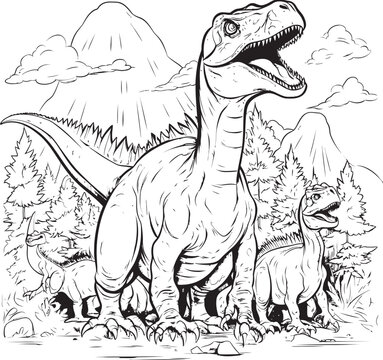 Fossil Findings Vector Graphics for Dinosaur Line Art Coloring Pages Jurassic Juxtaposition Line Art Coloring Pages Vector Logo with Dinosaurs